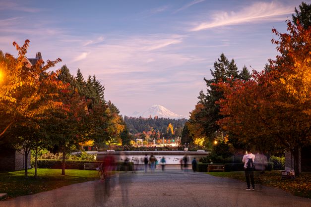 Fall at the campus fountain