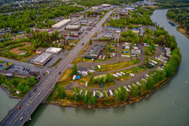 Soldotna, Alaska -aerial view of downtown