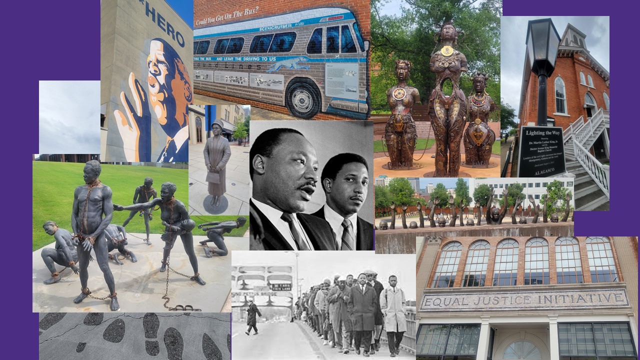 Photo montage of civil rights sights in Georgia and Alabama