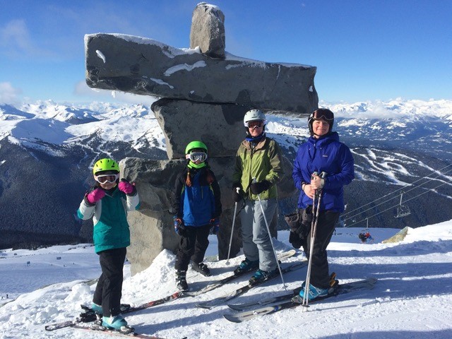 Amy Baernstein and family skiing