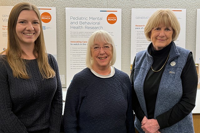 A roundtable discussion on threats to federal funding of research included immunology graduate student Kristin Weinstein, U.S. Sen. Patty Murray, and medical genetics researcher Mary-Claire King. Photo by Susan Gregg/UW Medicine.
