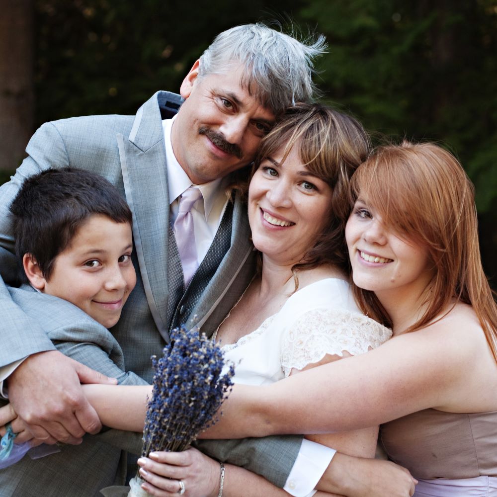 Amy with her husband and step-children
