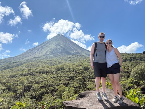 Rachel and her husband hiking