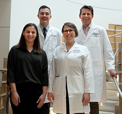 Drs. Babak Nazer, Eric Krieger and Jill Steiner, and psychologist Tracy Herring. They cofounded the Cardiac Reslience program at the UW Medicine Heart Institute. Image by Blair Sweeney/UW Medicine.
