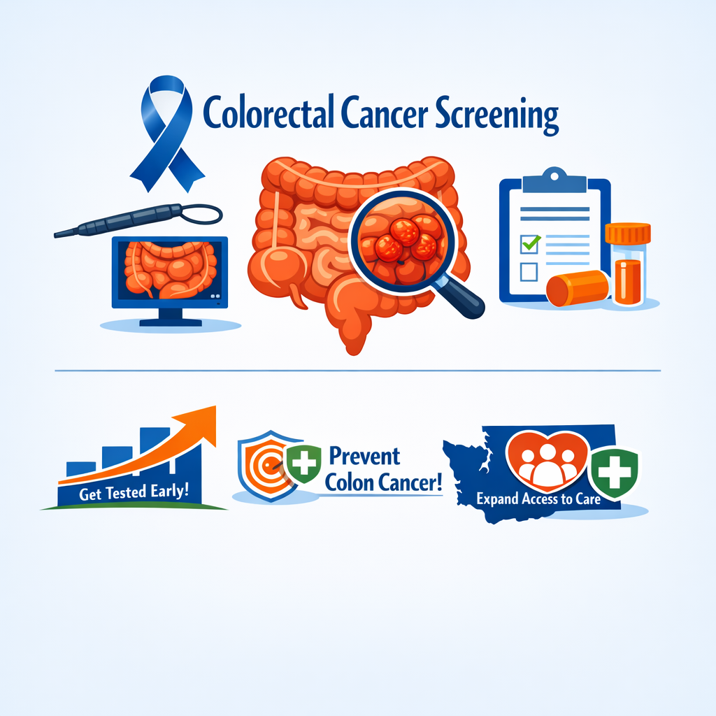 vector image depicting colorectal cancer screening 