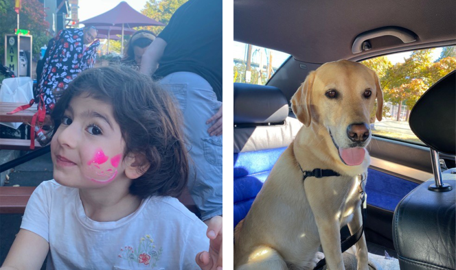 Basak's daughter and dog