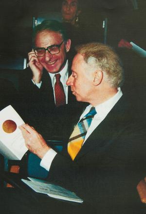 Motulsky and his former trainee, Joseph Goldstein, who received the Nobel Prize in Physiology or Medicine for his work in medical genetics.