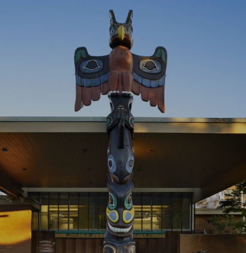 Totem outside the Indian Health Service center