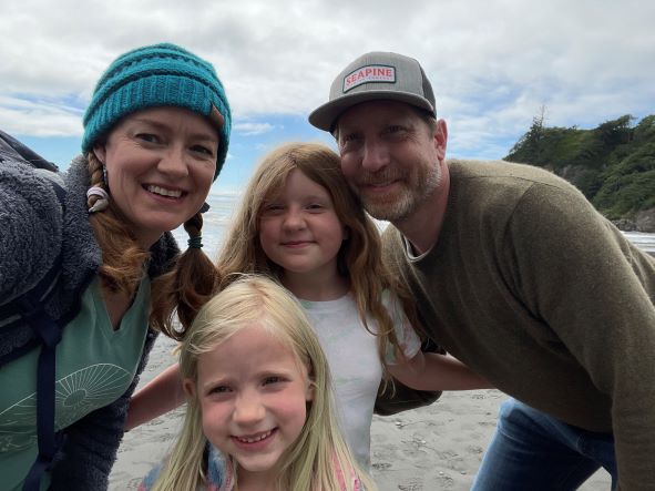 Melissa Robinson with her family at the beach