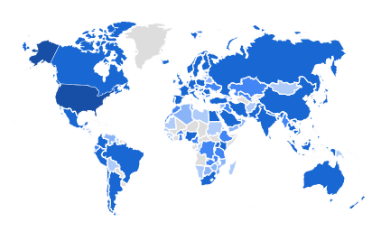 Global map highlighted for most users