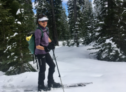 Linda cross-country skiing