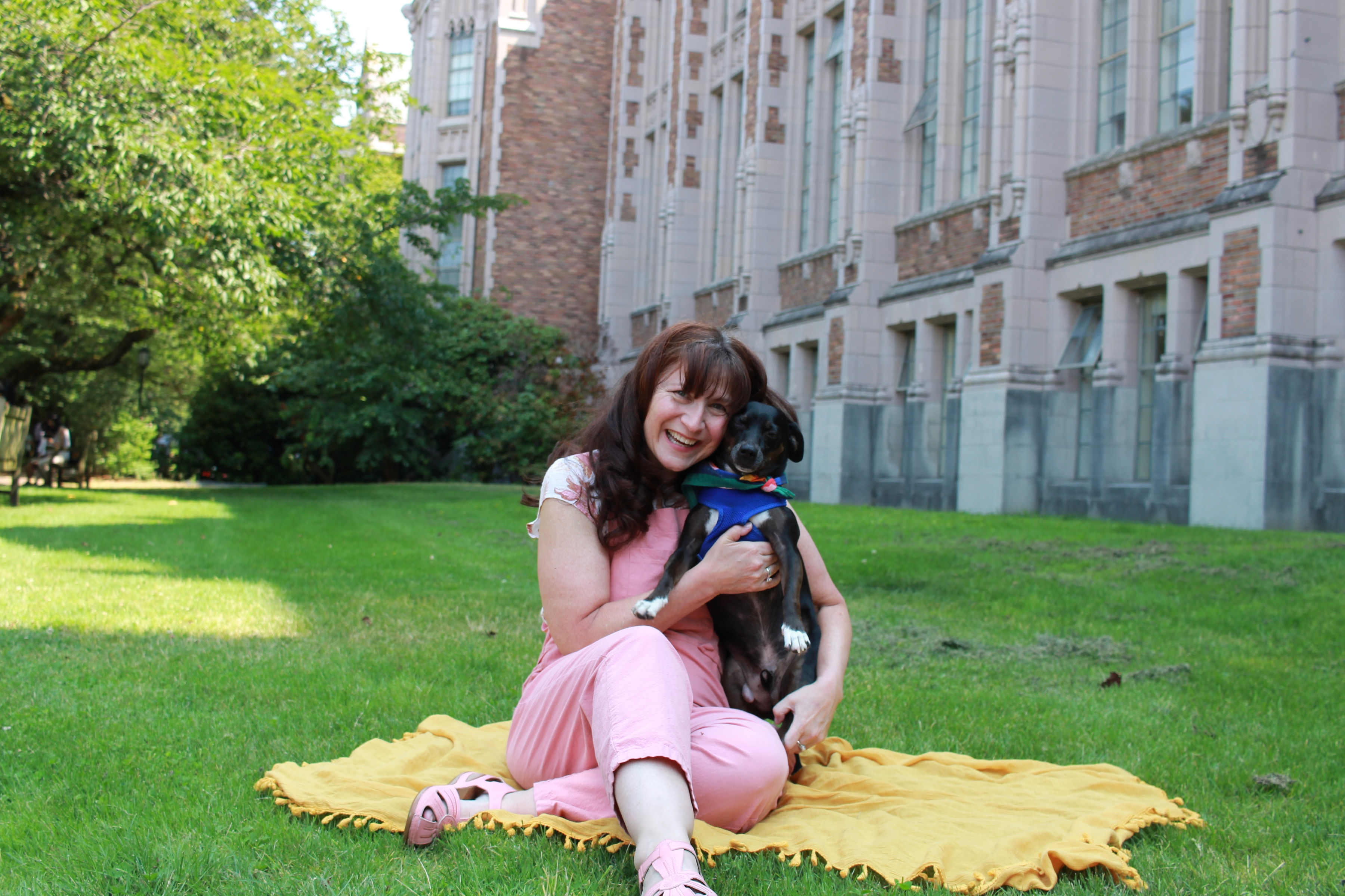 March on campus with a dog