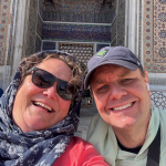 Kelli and her husband, Eric, in Samarkand, Uzbekistan (2025)