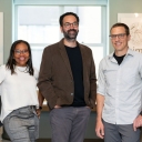 Rotonya Carr, Joseph Mougous and Kyle Asfahl in a Microbial Interactions & Microbiome Center lab.