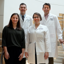 Drs. Babak Nazer, Eric Krieger and Jill Steiner, and psychologist Tracy Herring. They cofounded the Cardiac Reslience program at the UW Medicine Heart Institute. Image by Blair Sweeney/UW Medicine.