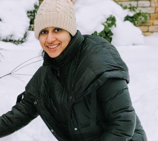 Ayushi Gupta in the snow