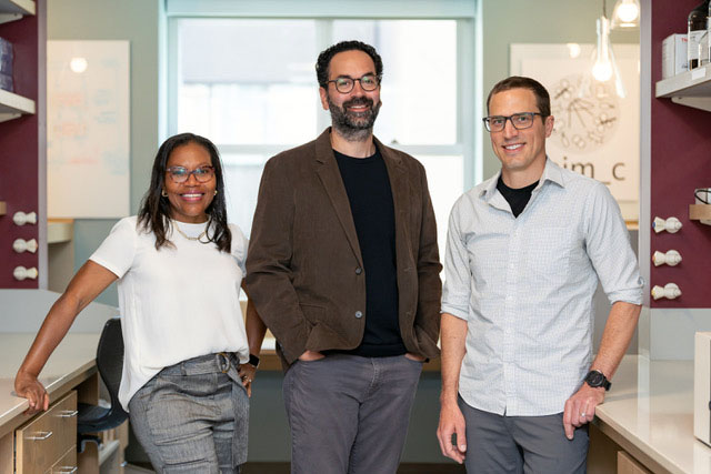 Rotonya Carr, Joseph Mougous and Kyle Asfahl in a Microbial Interactions & Microbiome Center lab.