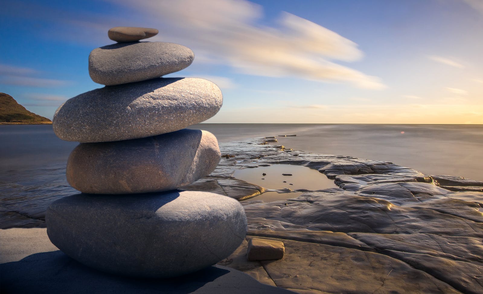 Serene image of rocks and water