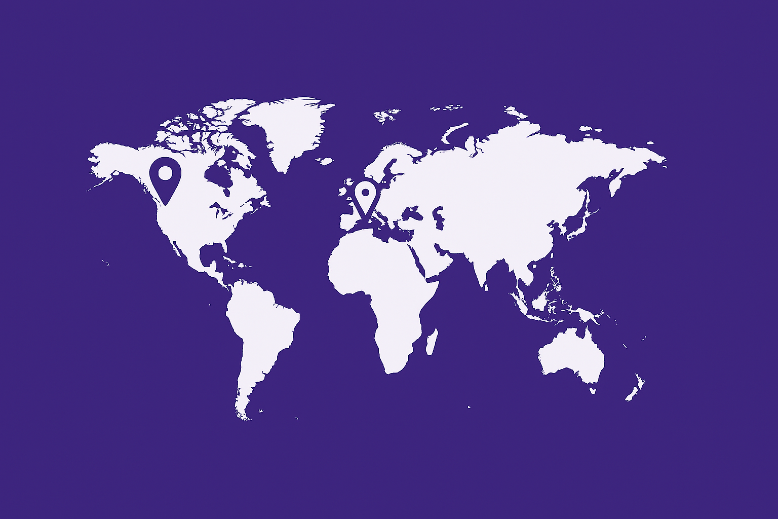 Map with locations marked for Seattle and Copenhagen