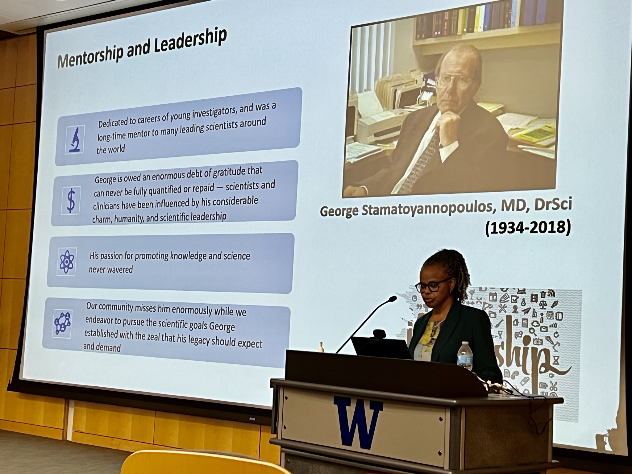 Dr. Betty Pace delivering the George Stamatoyannopoulos Lecture