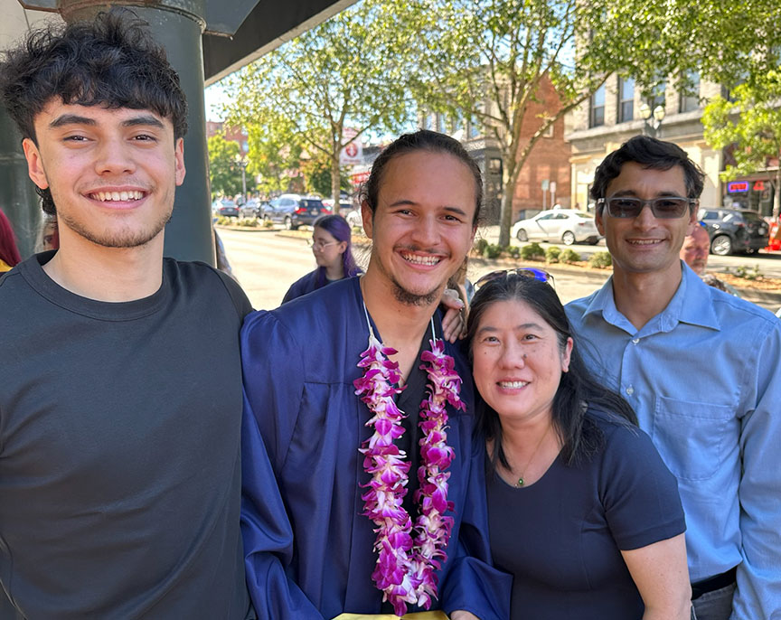 Group celebrating a high school graduation