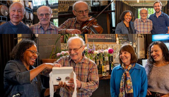 Collage of images from Dr. Rosen's retirement party