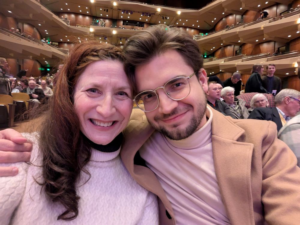 March with her son in a theater